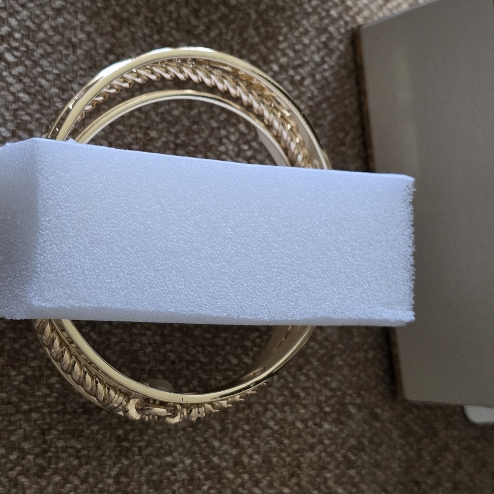 Anne Klein Gold-Tone Textured Bracelet Set 2tone New 3pieces - Picture 3 of 8